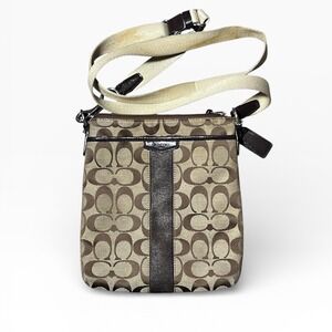 Coach Signature C Jacquard Swingpack Crossbody Bag Khaki Brown Hang Tag *******